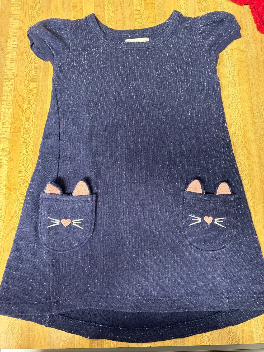 Tucker + Tate Navy Sparkle Knit Dress with Kitty Pocket Accents